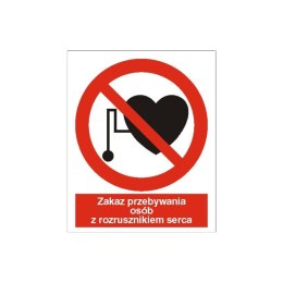 Znak Zakaz przebywania osób z rozrusznikiem serca 225x275 PB