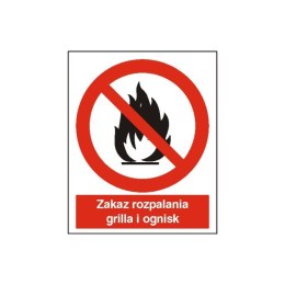 Znak Zakaz rozpalania grila i ognisk 225x275 PB
