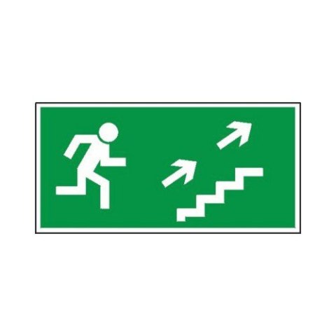 Znak 11 Kierunek ewakuacji schodami G-P 300x150 PF