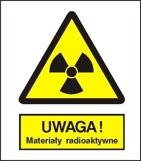 Znak Uwaga materiały radioaktywne 225x275 PB