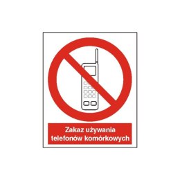 Znak Zakaz używania telefonów komórkowych 225x275 PB